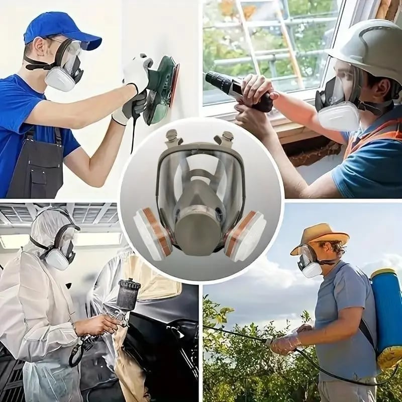 😷 Full Face Respirator Mask ✅ 17-in-1 Anti-Fog Reusable Gas Dust Chemical Protection for Painting Construction Industrial Work