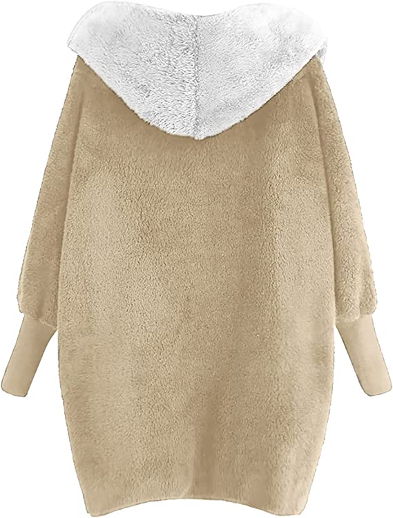 Women's Winter Warm Spliced Open Front Long Sleeve Plush Cardigan