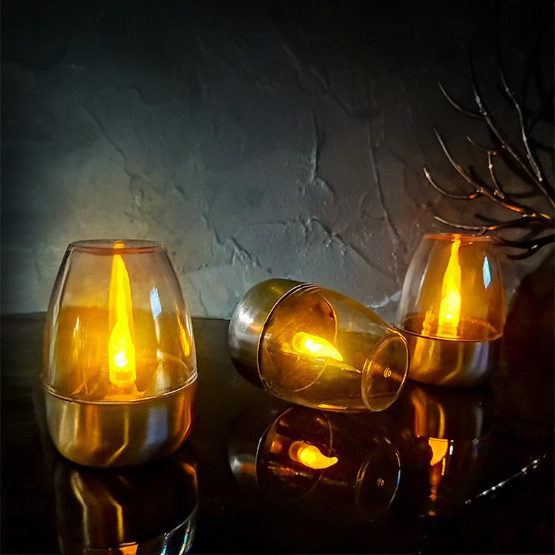 💖Solar Power Tea Lights Outdoor Flameless Flicker IP65 Waterproof Table Lamp LED Candles with Dusk to Dawn Sensor