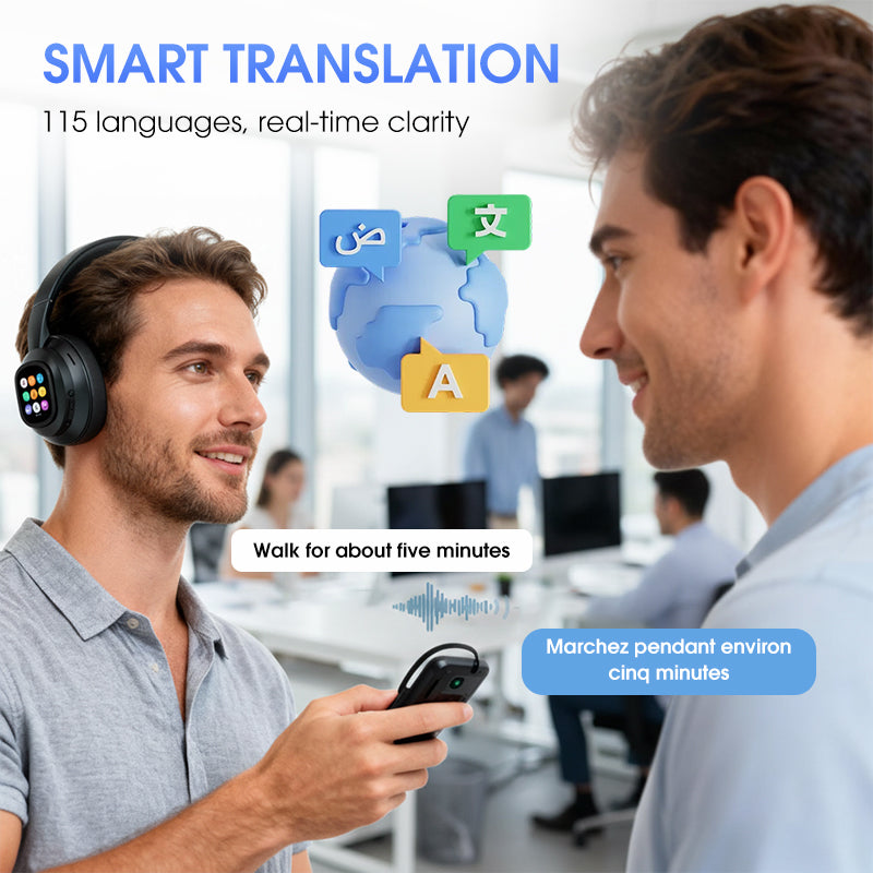 ✨ AI Bluetooth Headphones - Smart LCD Display & Voice Assistant with Premium Sound Quality for Music & Calls 📱✨