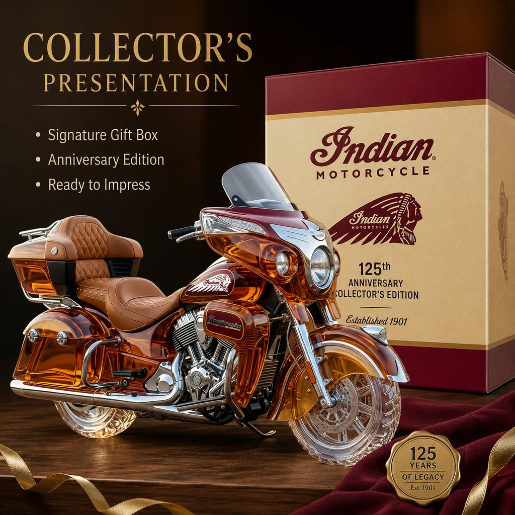 Indian Motorcycle Roadmaster 125th Anniversary Collectors Edition Whiskey Bottle