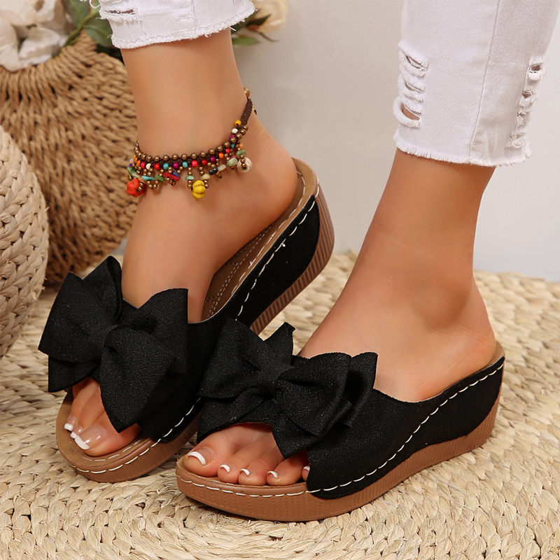 🔥Women's Bowknot Peep-Toe Wedge Sandals