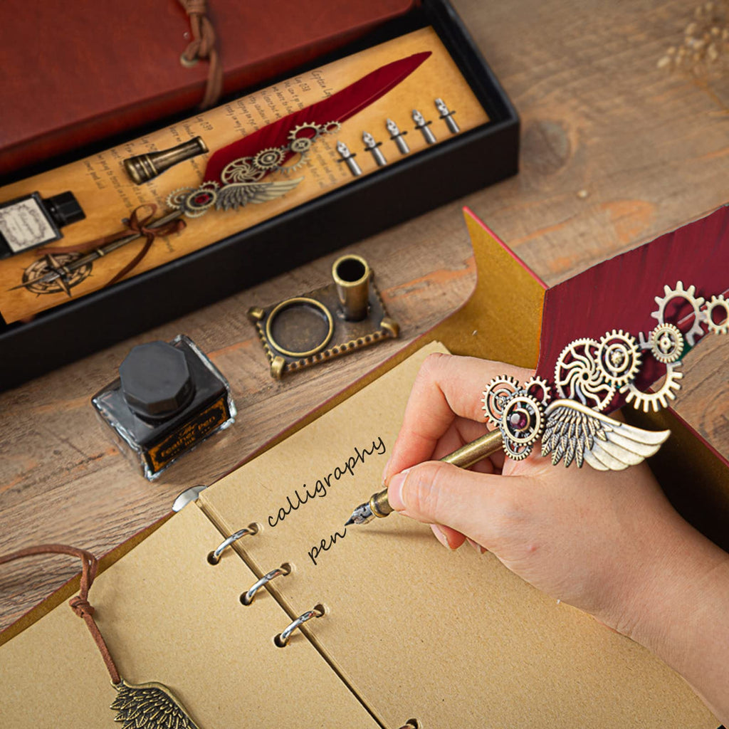 (🎄Early Christmas Sale - Save 49% OFF & Buy 2 Free shipping)  Steampunk Quill Pen Set with Ink Set