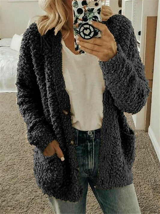 Women Loose Comfort Pocketed Cardigan Coat