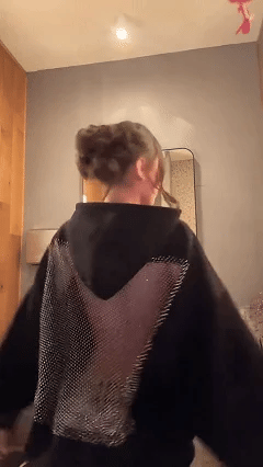 🔥Sparkly Mesh Open-Back Hoodie – Shine with Every Move✨