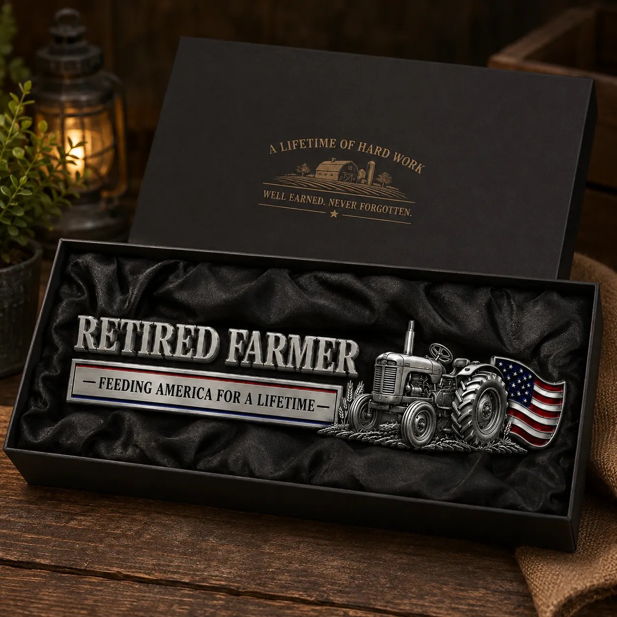 🏆Retired Farmer – Feeding America for a Lifetime Metal Emblem