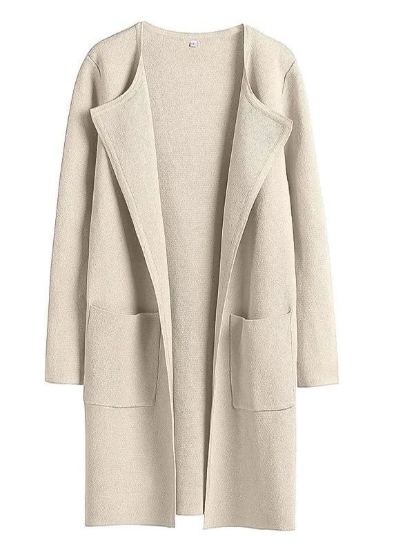 Solid Color Coat Lapel Top Coat with Pockets