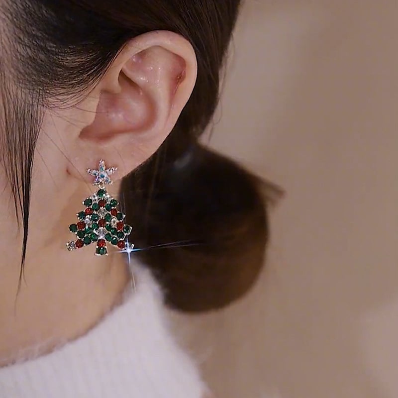 Shiny Christmas Tree Earrings