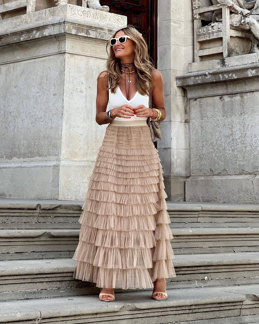 Women's Multi-Layered Tulle Midi Skirt