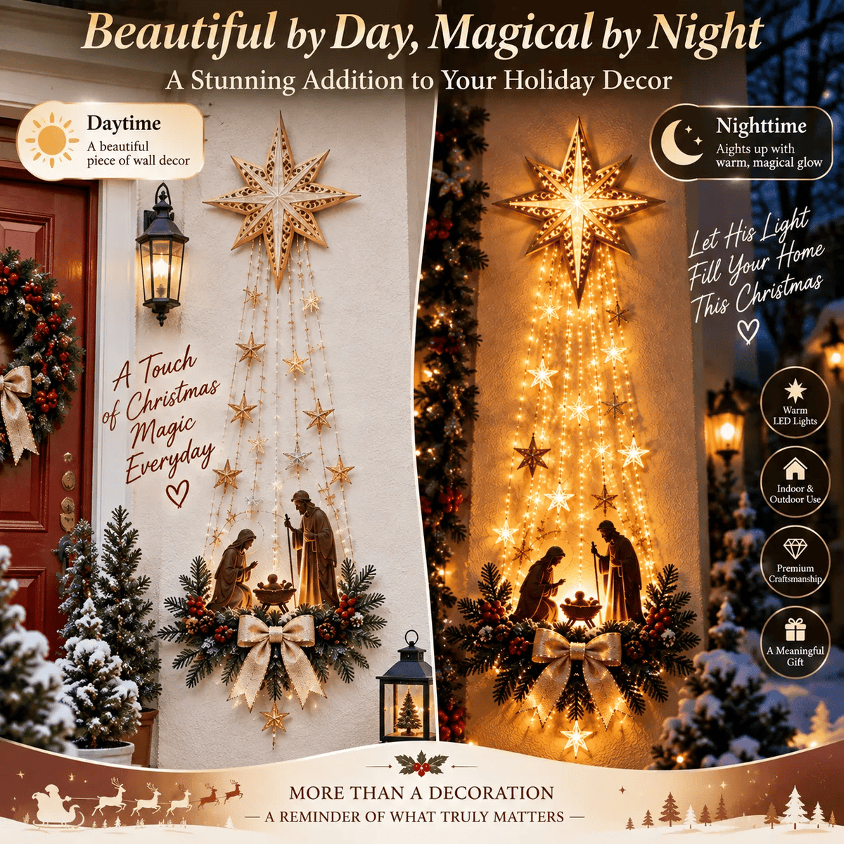 ✨✨✝️ Bethlehem Star of FaithTM – Lighted Nativity Wall Decor