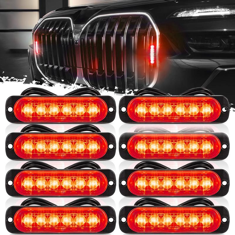 Dual-Color LED Strobe Warning Light |  Red and White Warning Light for Car Truck, Roadside Safety, Home Emergency Kits
