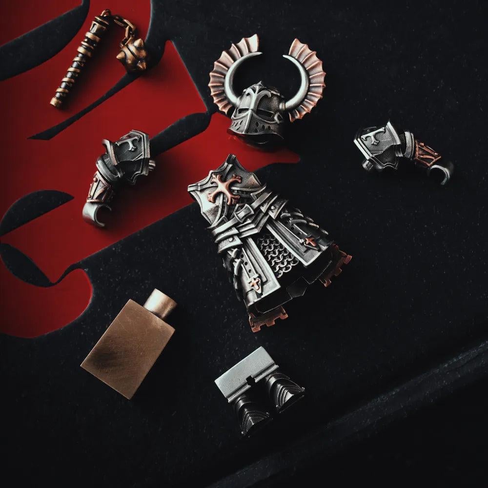🔥-Crusader Figurine, Magnetic Action Figure, Metal Model Kit, Medieval Knight Statue