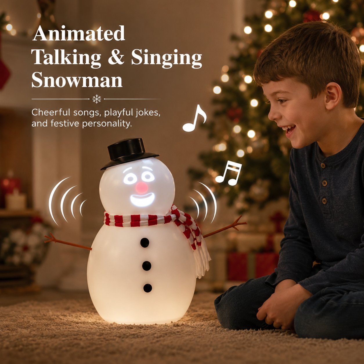 ⛄ 12" Animated Talking Snowman – LED Light Up Singing & Talking Christmas Snowman Decoration