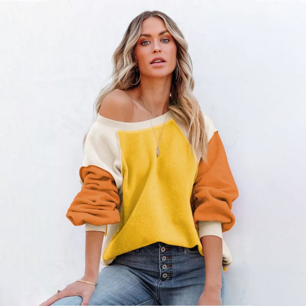 Colorblock Long Sleeve Pullover Sweatshirt