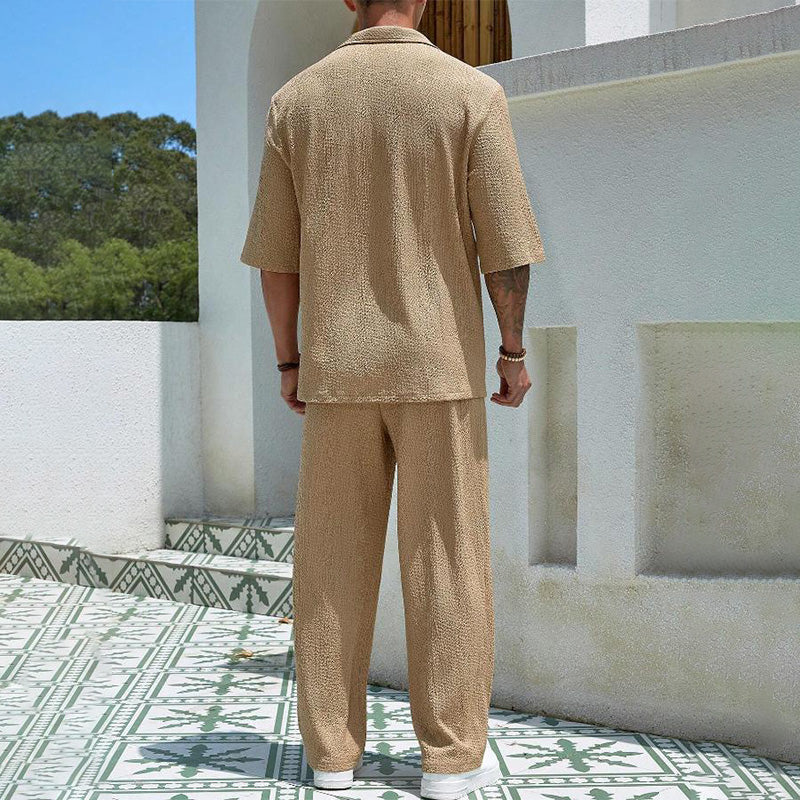 💖Men's 2 Pieces Short Sleeve V-Neck Top & Pants Sets
