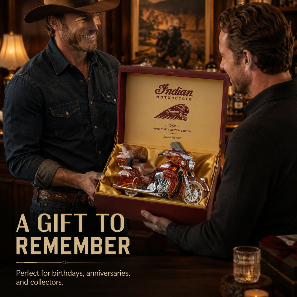 Indian Motorcycle Roadmaster 125th Anniversary Collectors Edition Whiskey Bottle