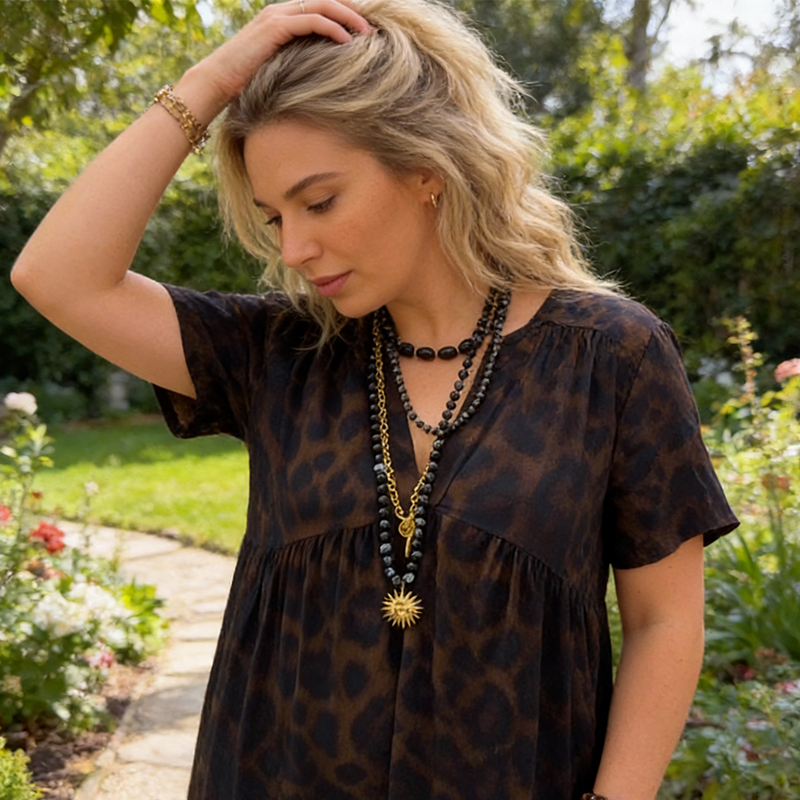 🌸❤️‍🔥Women's V-Neck Leopard Print Maxi Dress