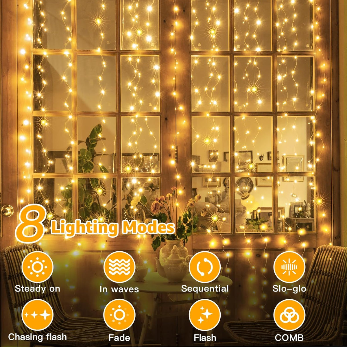 ✨Curtain Lights Indoor Outdoo — 🎄Christmas Window Fairy LightsWaterfall Hanging String Light✨✨