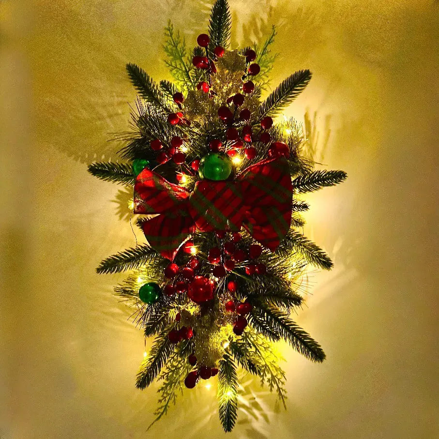[🎅Final 3-hour Preferential Deal 🎅]🌲Christmas Cordless Stairway Swag Teardrop Trim Wreath