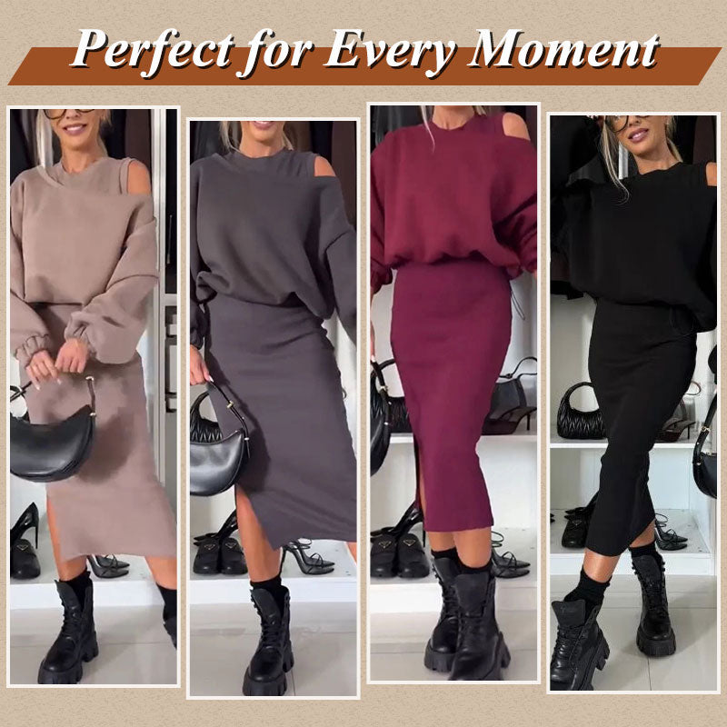 🔥Women's Sweatshirt & Sleeveless Dress 2-Piece Set