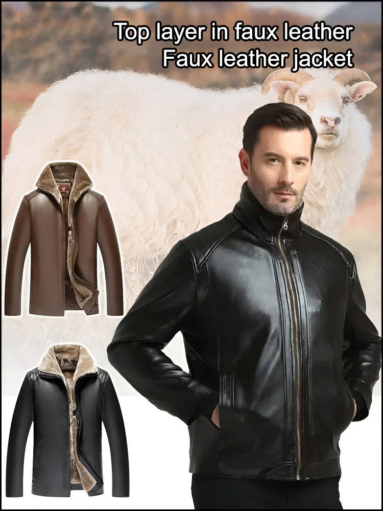 🔥Free shipping🔥Men‘s Quilted Faux Leather Jacket[Fashion and warmth]