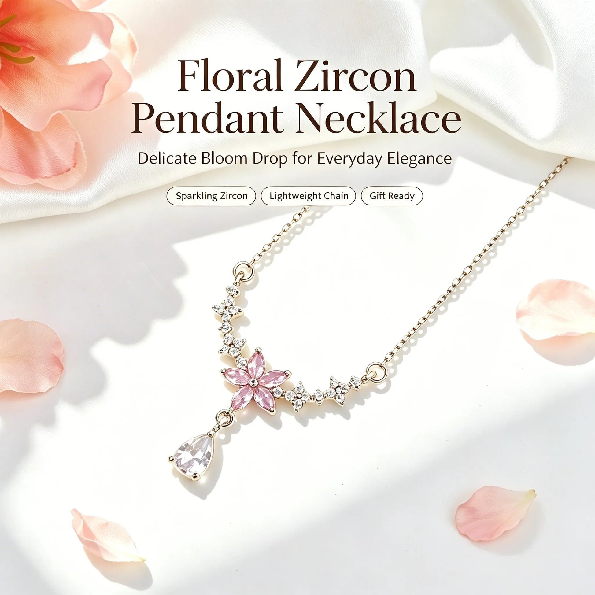 Sakura Star Teardrop Necklace - Glowing Collarbone Jewelry for Her