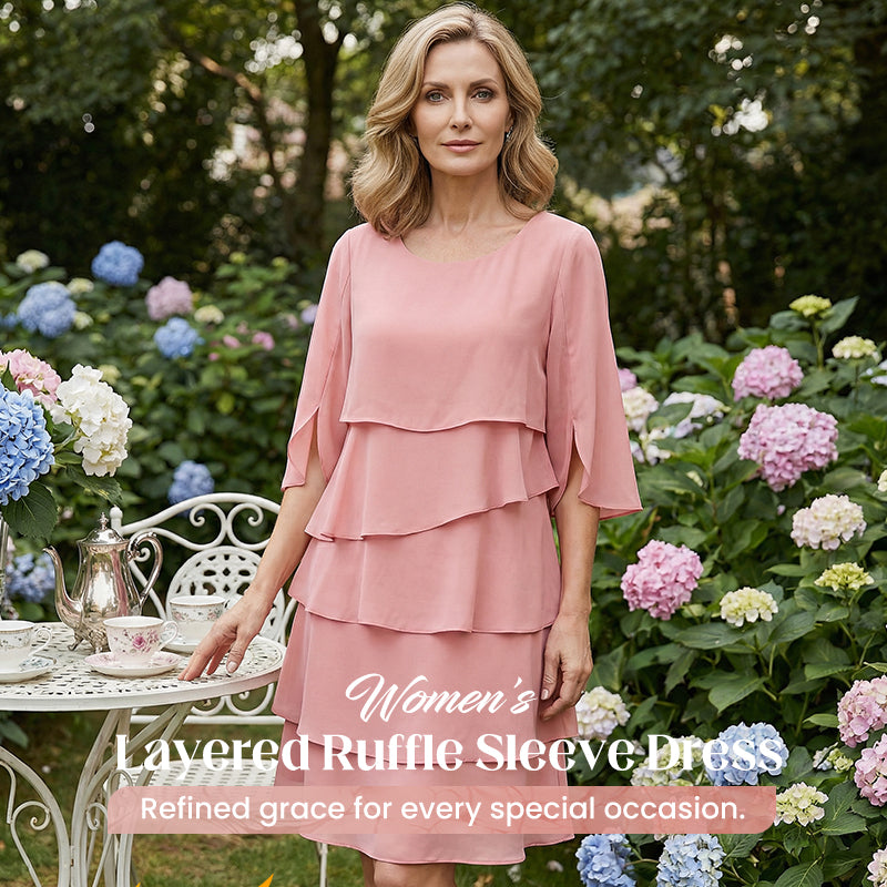 🎁 Women's Elegant Layered Ruffle Sleeve Dress – Effortless Style for Every Occasion 💃