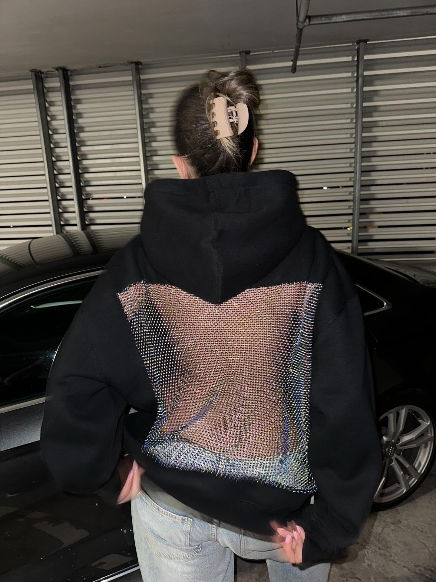 Hollow Mesh Back Hoodie Women's