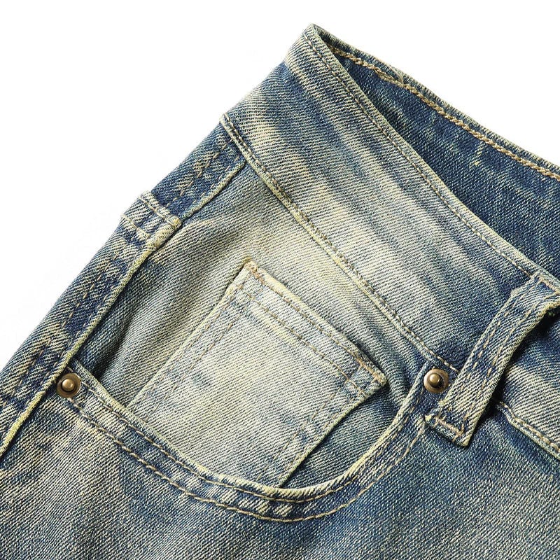 ✂️ Men's Deconstructed Frayed Flare Jeans – Vintage Wash & Stretch Cotton – Bold Streetwear