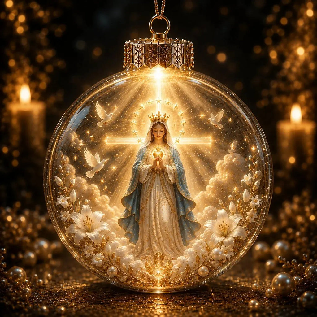 🔥HOT SALE🔥✝️ Illuminated 3D Christian Faith Ornament Collection | Clear Globe with Sacred Figures, Warm Golden Glow & 8 Meaningful Designs ✨
