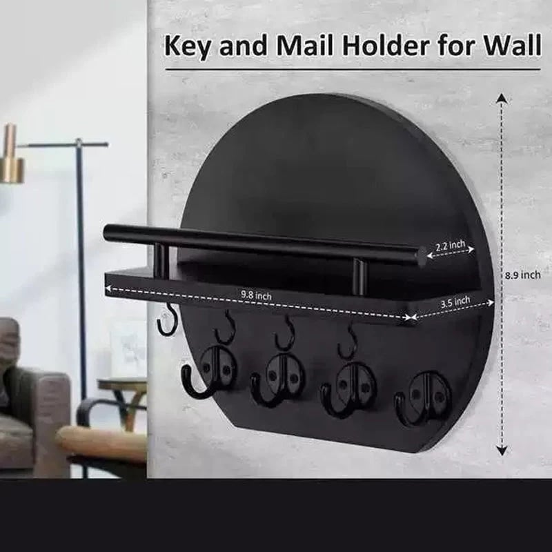🎉🏠 🔑 Wall Mount Key Holder with Shelf & Hooks – Space-saving, sturdy & easy install – Organize keys & mail at your entryway ✨