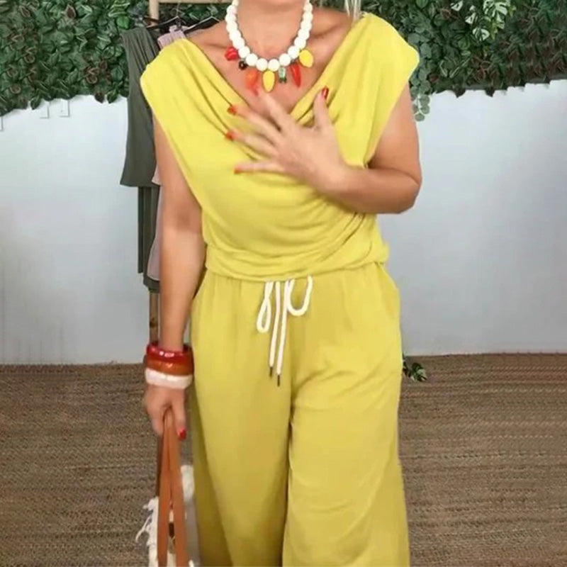Fashion Sleeveless Top and Wide-Leg Pants Set