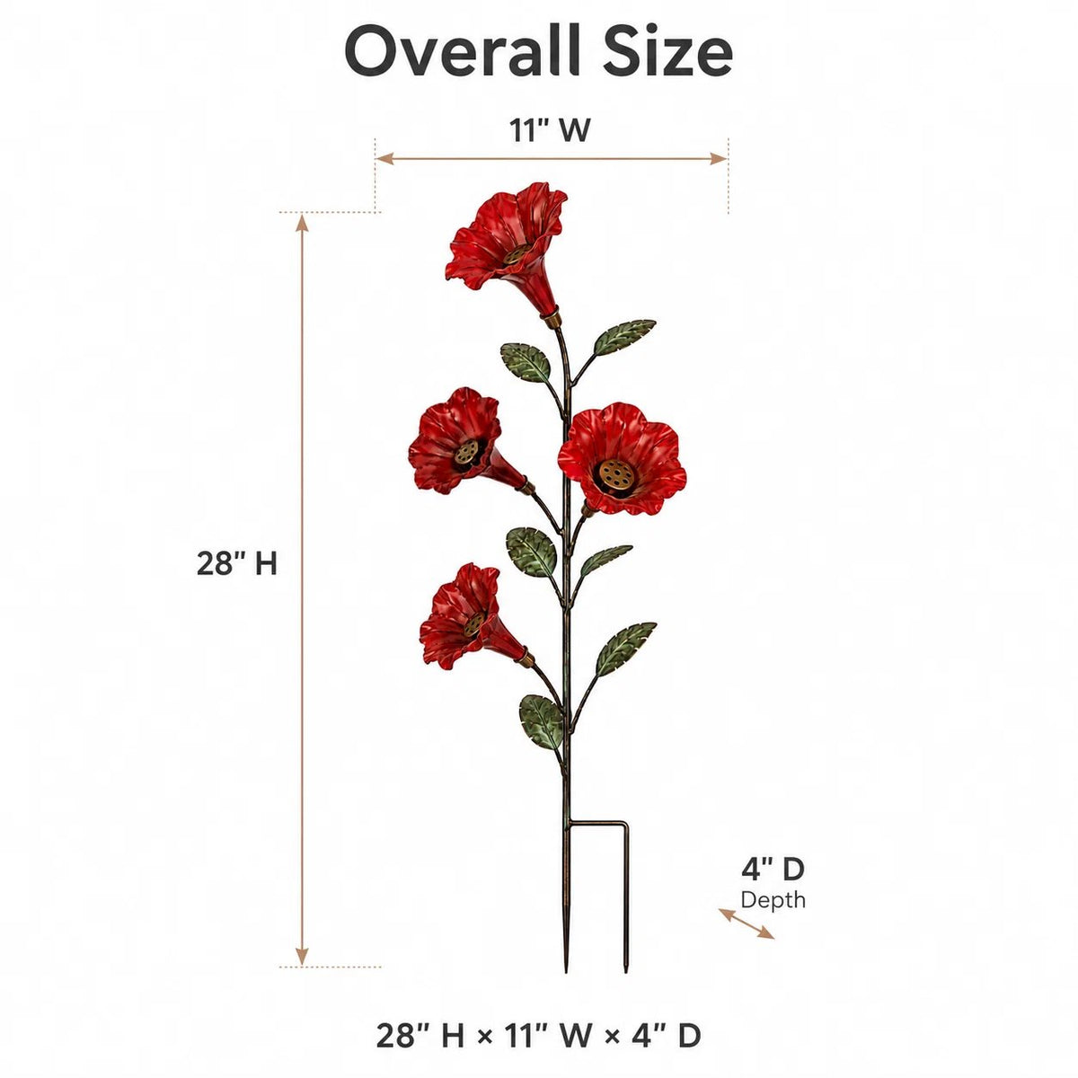 🎉✨ Vintage Red Flower Hummingbird Feeder Garden Stake