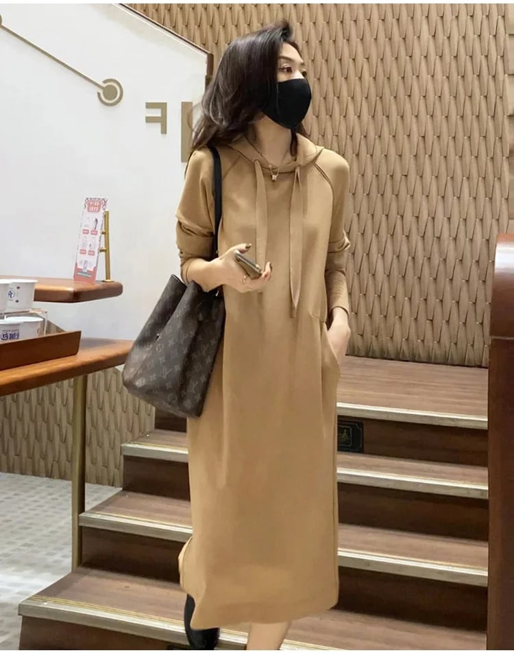 Hoodie loose slimming dress