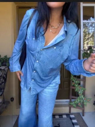 🌙 Denim Dreams Pajama Set – Cozy Fit, Soft Denim‐Look Loungewear for All Night Comfort 🌟
