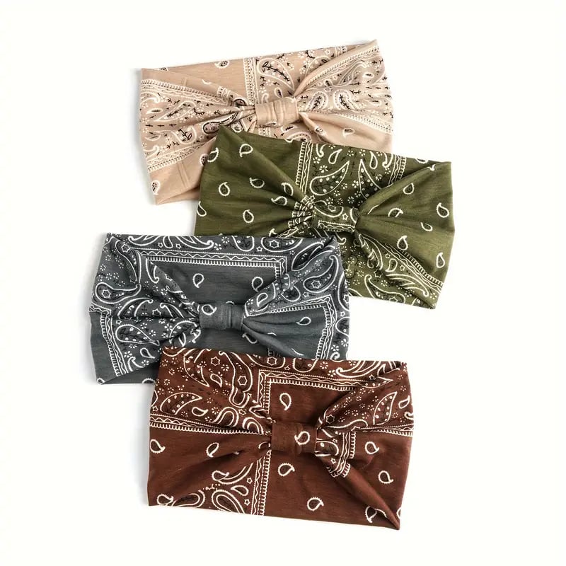 Wide headband with Boho Paisley print