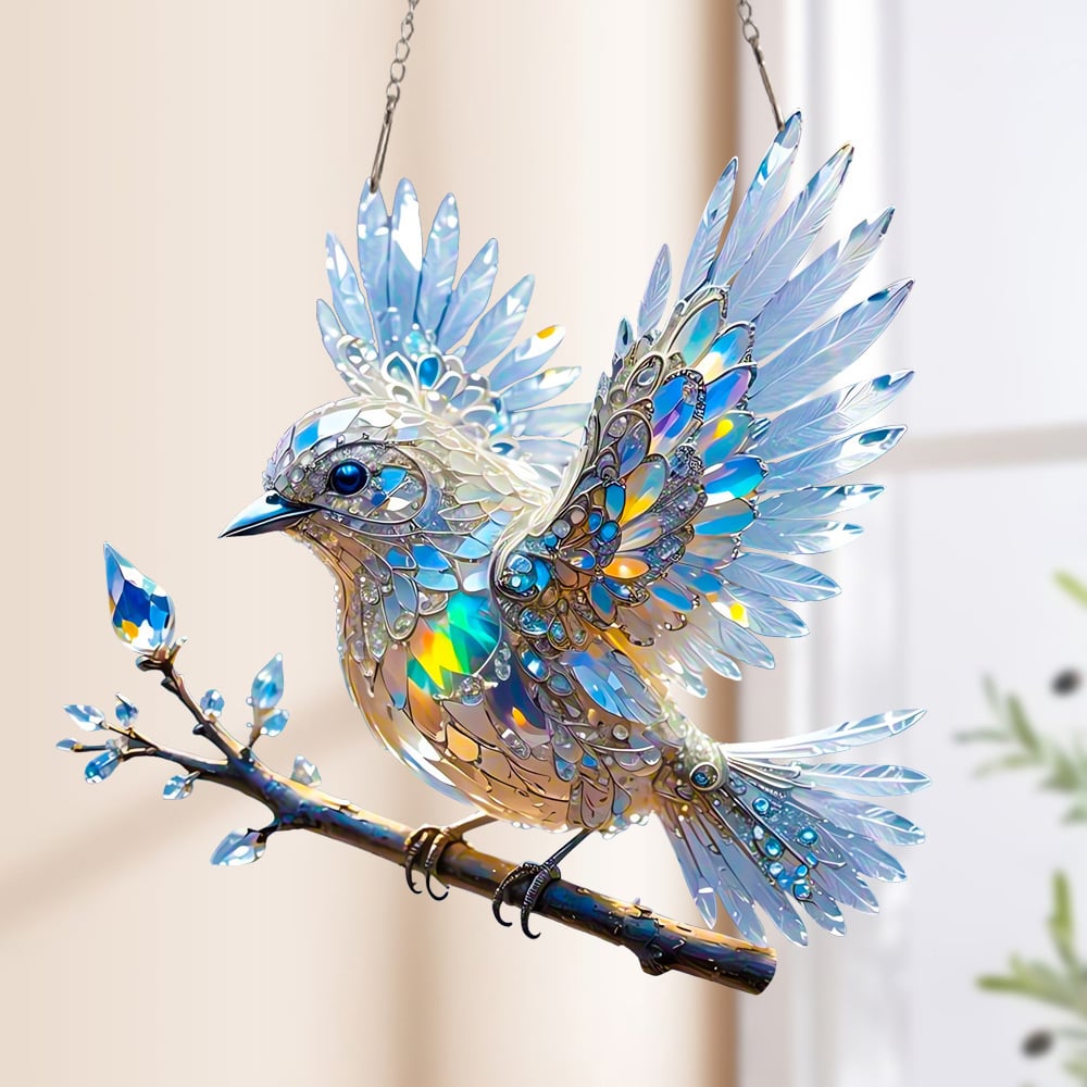 🐦✨Acrylic Sky Bluebird Stained Art Ornament