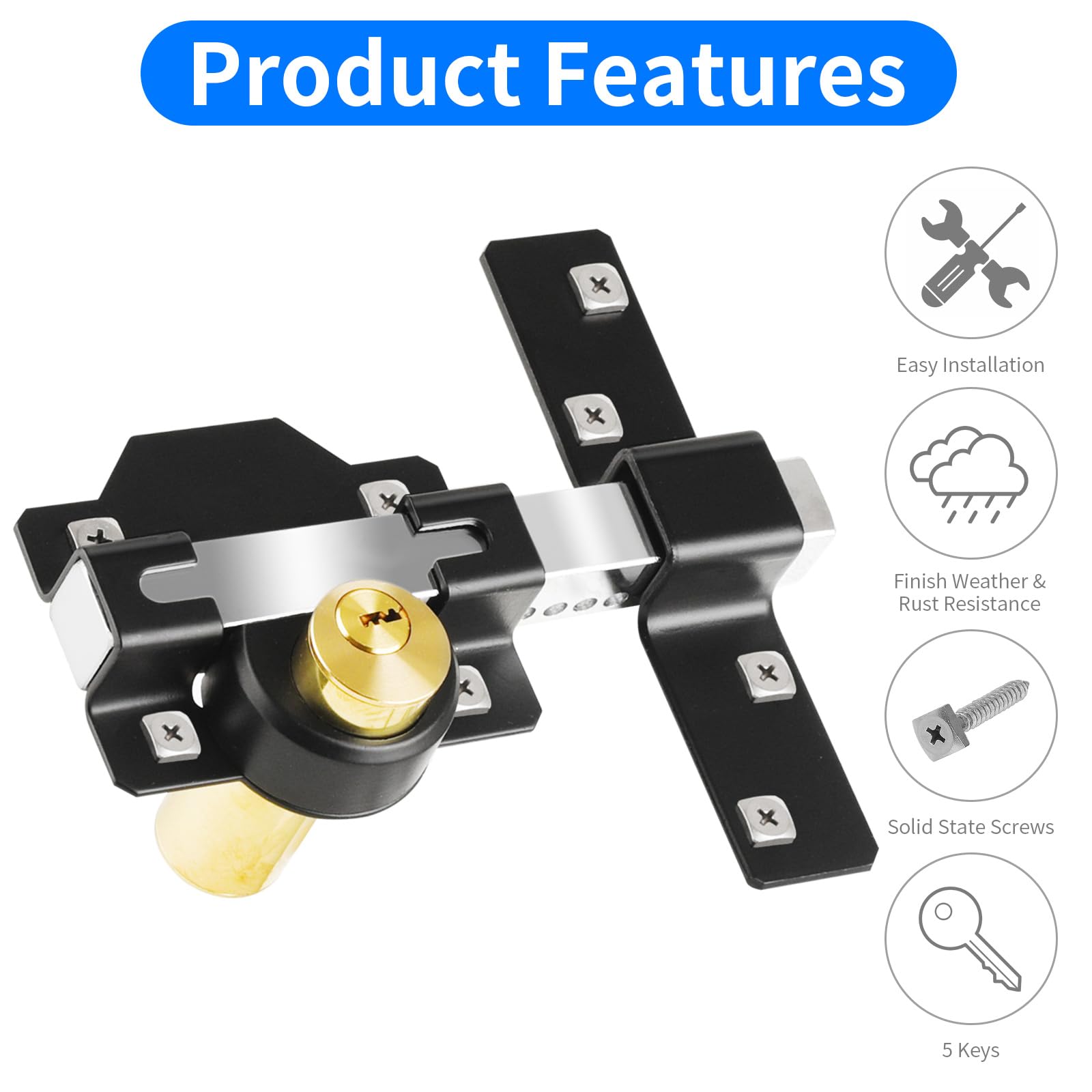 💥Long Throw Gate Lock-The Unbreakable Gate Lock💥