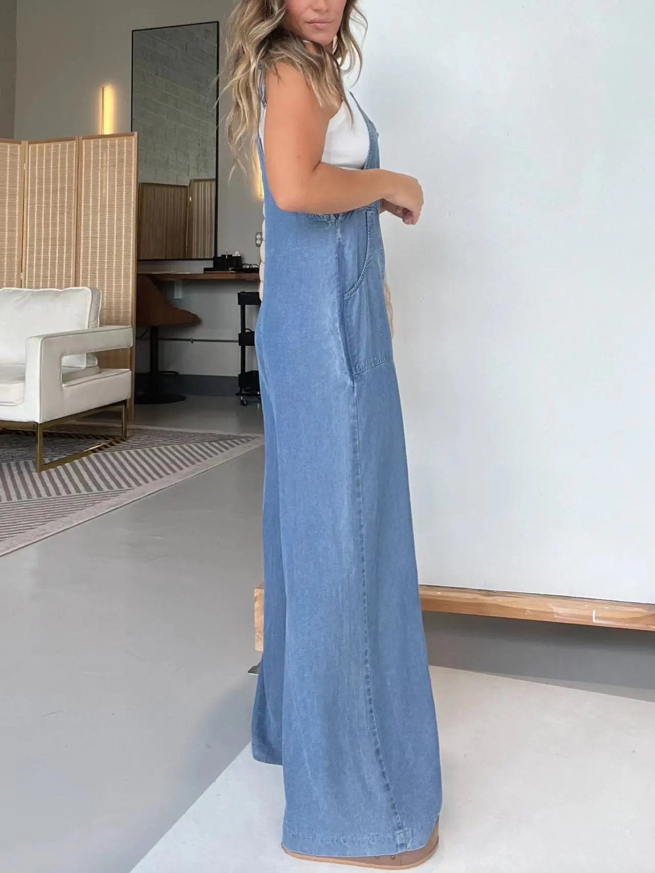 Solid Colour Pocket Bib Pants