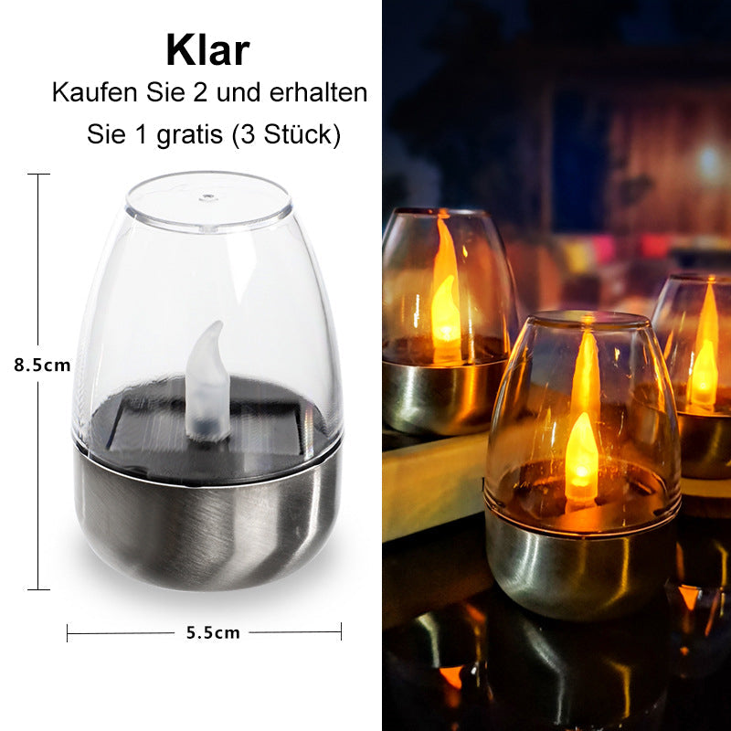 💖Solar Power Tea Lights Outdoor Flameless Flicker IP65 Waterproof Table Lamp LED Candles with Dusk to Dawn Sensor
