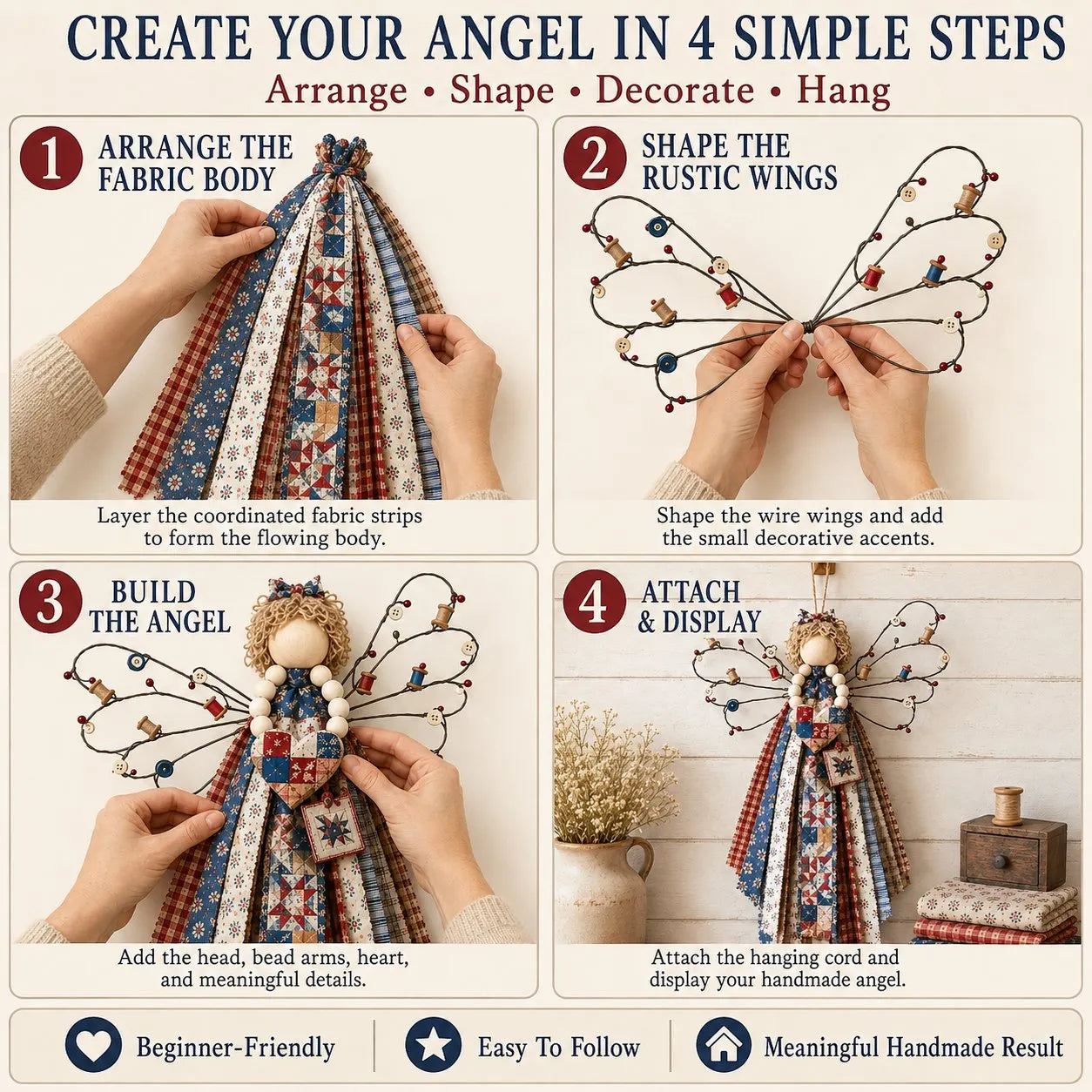 Angel Fabric Hanging DIY Kit - Stitch a Little Blessing That Stays Forever