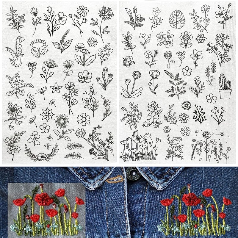 Water Soluble Flower Patterns for Embroidery🎁