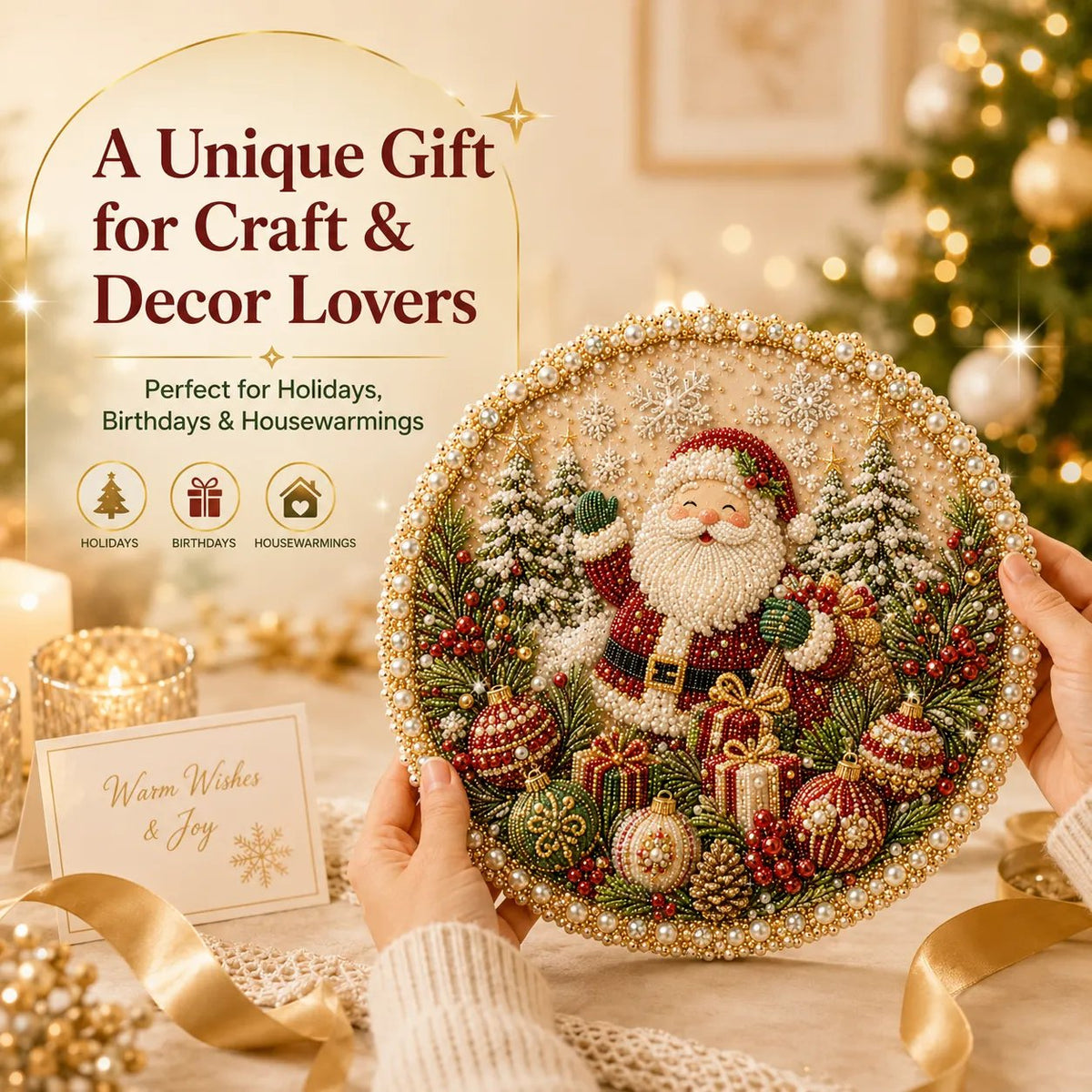 🔥HOT SALE🔥🌸🌻🍂🎄✨ Four Seasons & Holiday Pearl Art Hanging Wreath Kit | Luxury Flocked Canvas with Scratch-Resistant Non-Fading Pearl Beads DIY Handmade Seasonal Decor 💎