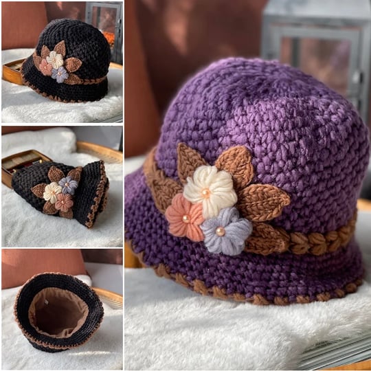 🎄Women's  Flowers Knitted Woolen Hat