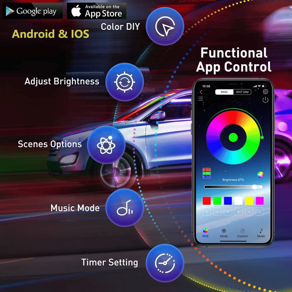 🔥🔥 2023 Car Chassis Flexible RGB Waterproof LED Strip Lights
