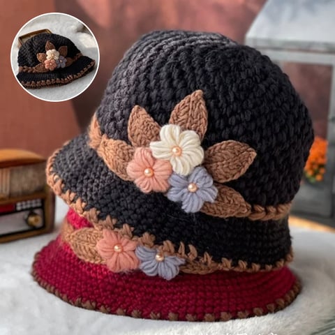 🎄Women's  Flowers Knitted Woolen Hat