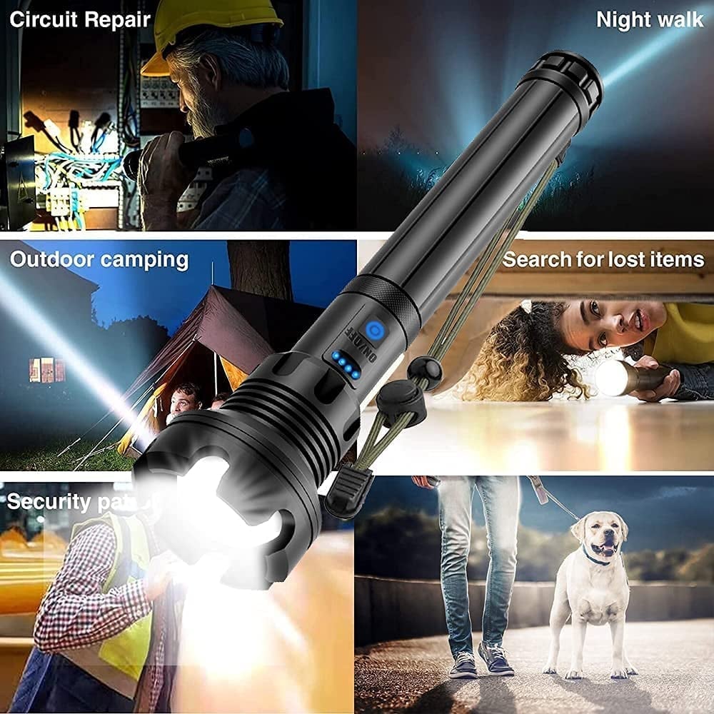 🔥 - LED Rechargeable Tactical Laser Flashlight 90000 High Lumens