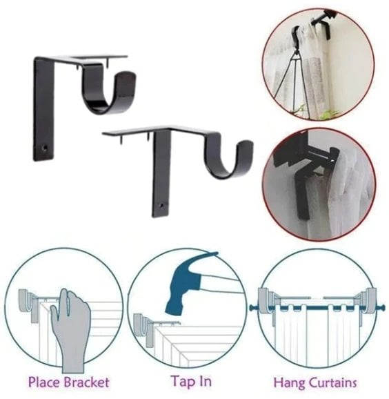 NO DRILL CURTAIN ROD BRACKETS HOLDERS