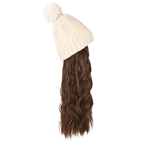 Hat Hair Extension Long Wavy Curly White Hat Wig