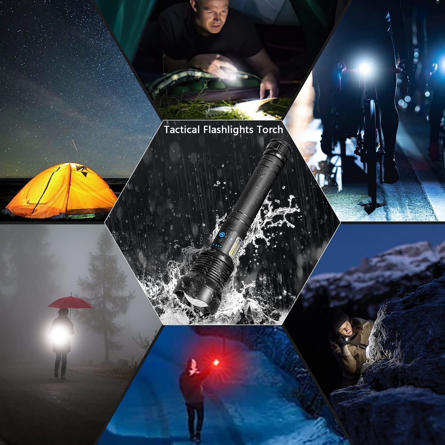 🔥 - LED Rechargeable Tactical Laser Flashlight 90000 High Lumens